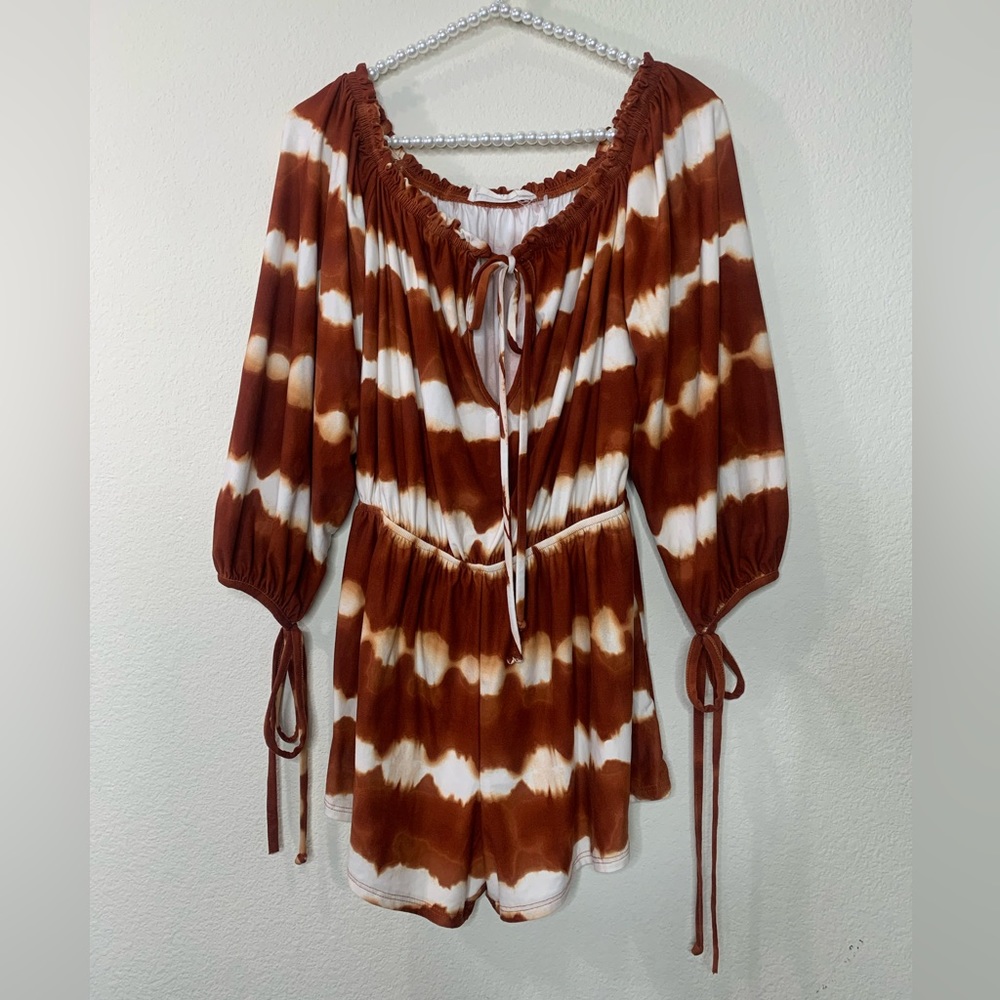 Audrey 3+1 Tie Dye Striped Short Romper, Size L